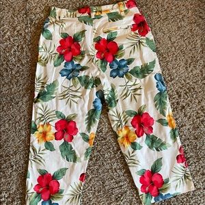 Jamaica Bay Stretch Cropped Tropical Print Pants Size 10
